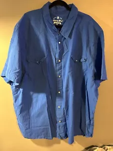 Liberty Blues Mens Button-Up Shirt Chest Pocket Collared Plus 5XL Big Blue - Picture 1 of 5
