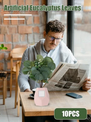 10Pcs Artificial Eucalyptus Leaves with Flowers Fake Eucalyptus Stem wemtv - image 1 of 4