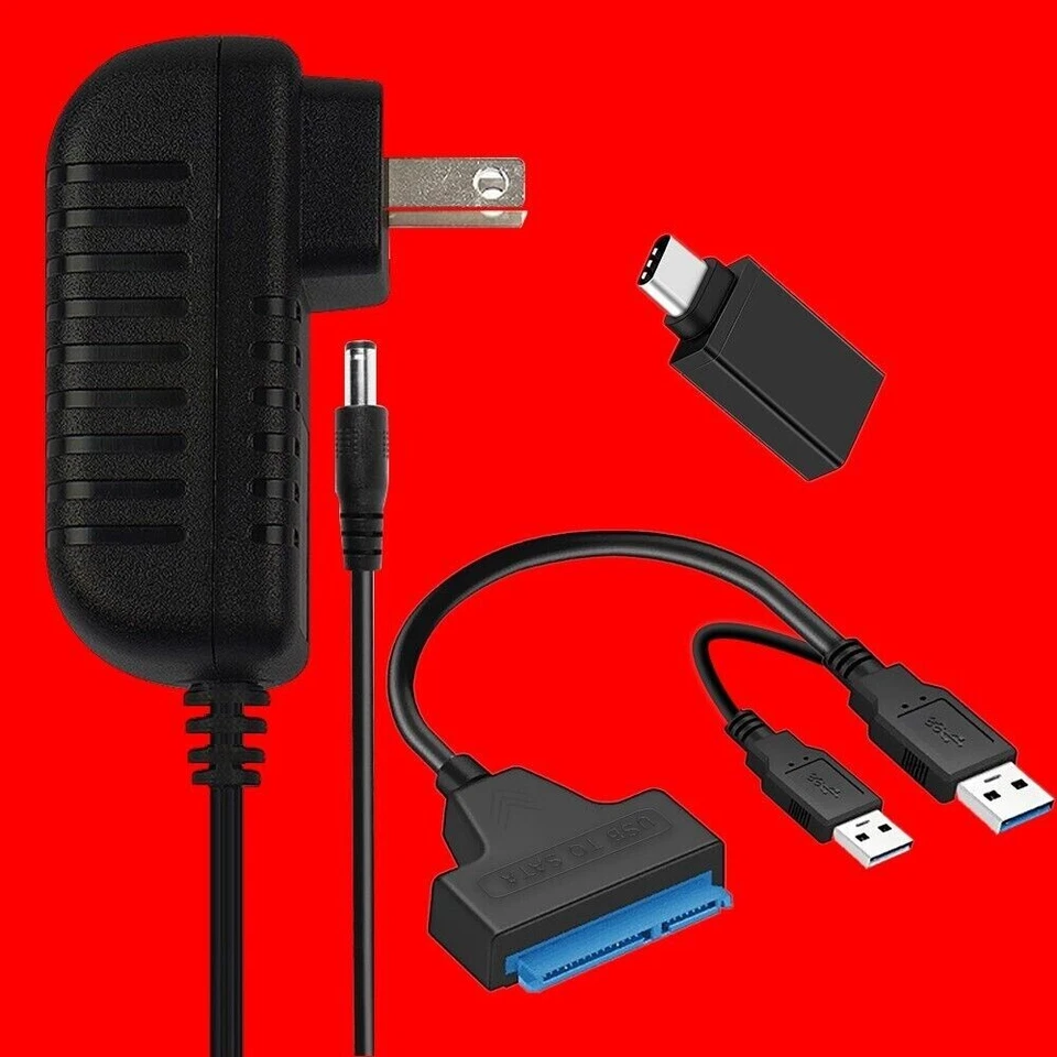 USB-C to 2.5"/3.5" SATA III Hard Drive Adapter Data Cable Cord Converter SSD HDD - Image 1 of 1