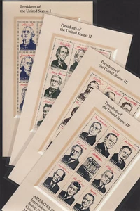 1986 AMERIPEX Presidents Sc 2216-2219 MNH souvenir sheets set 4 (36 stamp set) - Picture 1 of 1