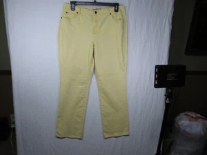 Vintage 70s Narrow stretch Bootcut Mustard Yellow Denim Jeans SZ 18 - Picture 1 of 11