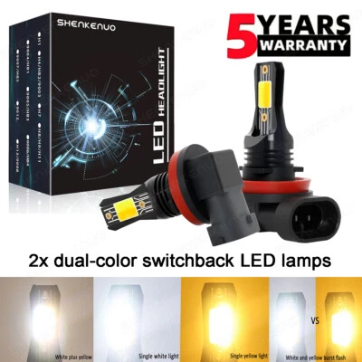 Luz antiniebla LED doble color dorado amarillo blanco H11 para Mazda MX-5 Miata 2006-2014 Foto 1 de 4