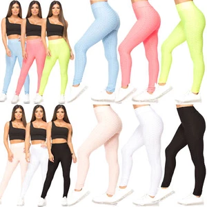 Damen Anti-Cellulite Waben Yogahose Hose Push Up Sport Gym Leggings - Bild 1 von 39