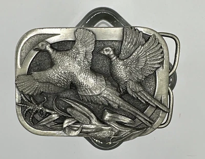 De Colección Siskiyou Anillo Cuello Faisán Pájaros Voladores Naturaleza Cinturón Hebilla EE. UU. 1983 Foto 1 de 4