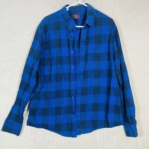 Camisa Untuckit Para Hombres Azul Marino Cuadros Botones Gruner Vetliner Franela Talla XL - Imagen 1 de 7