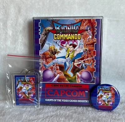 Commodore 64 / 128 C64 CBM Bionic Commando Game - tested, FREE badge + keyring - Image 1 of 4