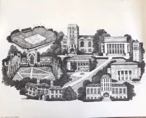 Univeristy Of Michigan Print - signiert Janice Hunsche - 1981 - Bild 1 von 2