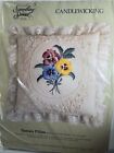 Something Special Candlewicking Pansy Ribbon Pillow 80169 14 X 14 Needle Point
