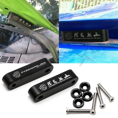 For Honda Acura JDM Black Billet Hood Vent Spacer Riser w/ Bolts Modification - Image 1 of 4