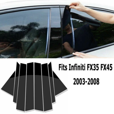 Gloss Black Pillar Posts Door Decal Cover For Infiniti FX35 FX45 2003-2007 2008 Foto 1 de 4
