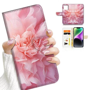 ( For iPhone 13 Pro ) Wallet Flip Case Cover AJ26937 Pink Flower - Picture 1 of 6