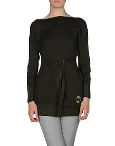 $495 Authentic Rare JUST CAVALLI Women's Army Green Fitted Stylish Sweater - Bild 1 von 2