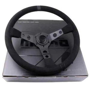 350mm/14inch MOMO MOD07 BLACK EDITION Deep Dish Suede Sport Steering Wheel - Picture 1 of 9