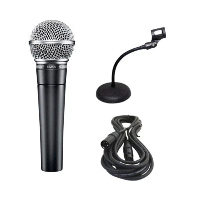 Shure SM58-LC Vocal Microphone w/Desk Stand & XLR Cable - Image 1 of 4