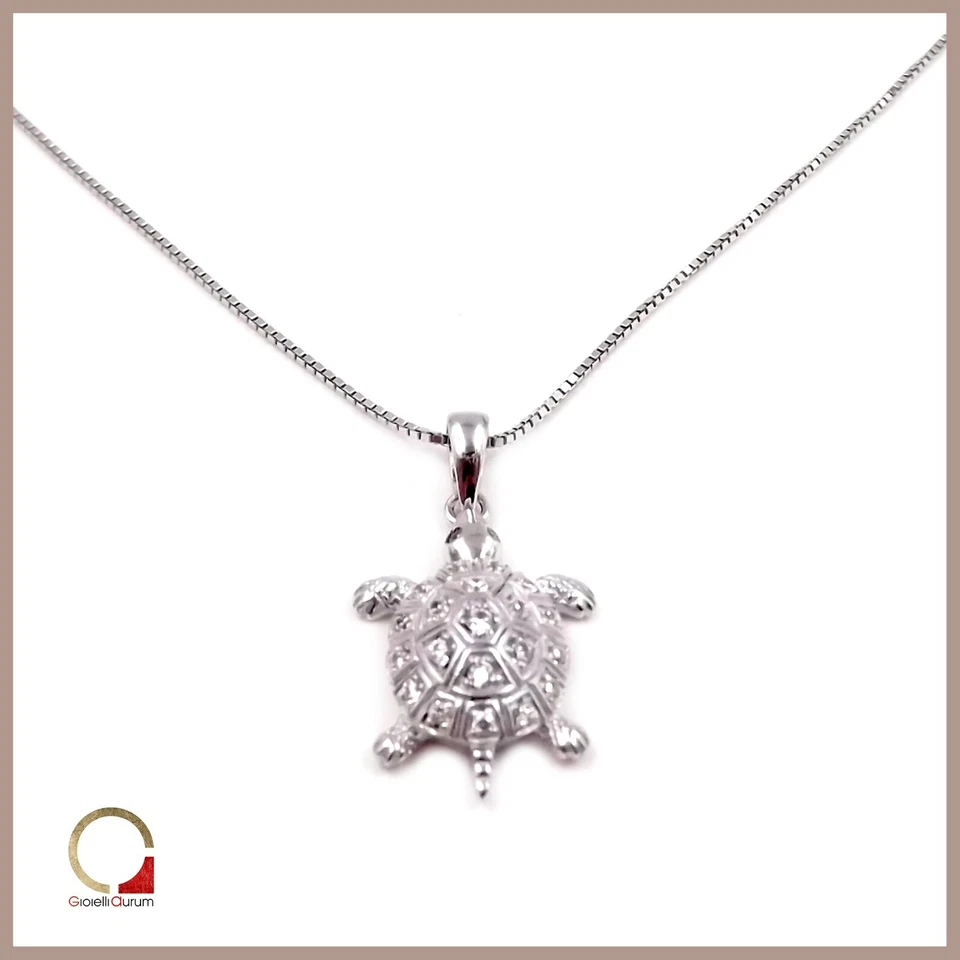 Collana con Tartaruga girocollo da donna in argento e zirconi rodiato oro bianco - Immagine 1 di 4