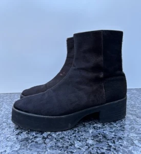 Vintage Gucci Tom Ford Dark Brown Pony Hair Mens Leather Boots 10 D - Picture 1 of 14