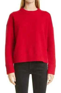 NWT Nordstrom signature Boxy Crewneck Cashmere Sweater In Red Chili  M  #S4876 - Picture 1 of 10