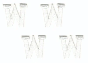 White Block Letter W Patch Embroidered Cut out Iron on Sew on (1" in) Lot of 4 - Picture 1 of 1