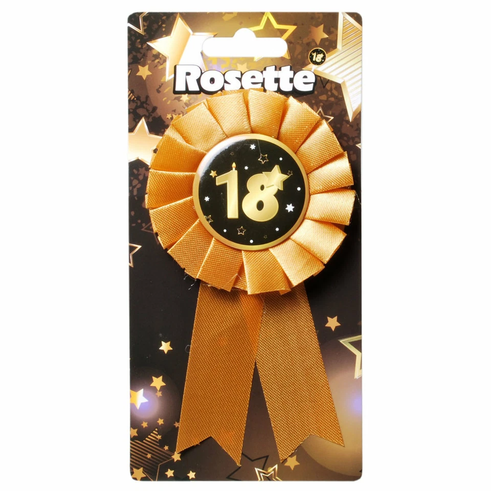 Rosette "18" Geburtstag Orden schwarz/gold Dekoration Geschenk Jubiläum - Bild 1 von 1
