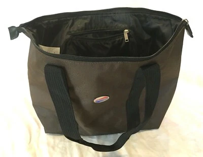 American Tourister Large Brown Bag Nylon Tote Computer Zippered Travel Weekender - Image 1 of 4