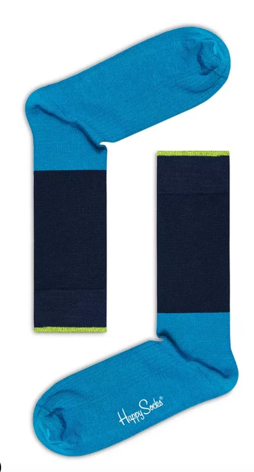 NUEVO CON ETIQUETAS Happy Socks Para hombres I Am Blocked Azul/Verde Crew Calcetines Zapato Talla 8-12 Foto 1 de 1
