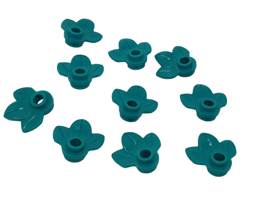 10 Stück Lego 1x1 rund, Blätter, Blumen, dunkeltürkis / Dark Turquoise, NEU - Bild 1 von 1