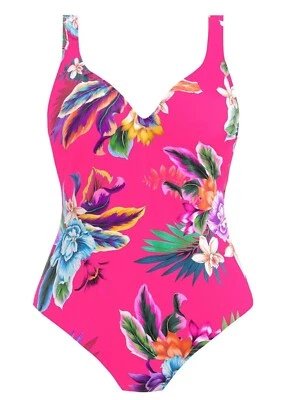 Fantasie Halkidiki Orchid Pink Floral Plunge Swimsuit UK 34DD 34E 12 - Image 1 of 3