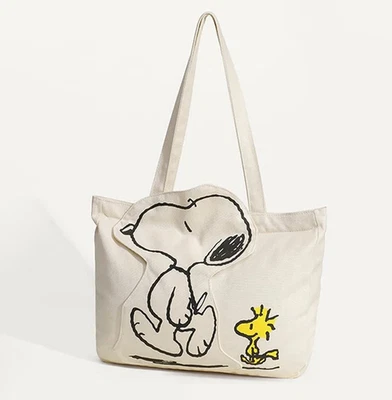 Bolso de Mano de Lona Snoopy - Lindo Bolso de Hombro de Dibujos Animados para Estudiantes - Gran Capacidad Foto 1 de 4