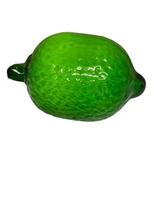 VTG Hand Blown Glass Lime Fruit Basket Vegetable Green Art Murano Style - Picture 1 of 9