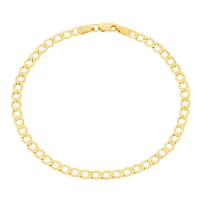 10K Yellow Gold 3.5mm Italian Curb Cuban Chain Link Bracelet or Anklet 7" 8" 9" - Image 1 of 4