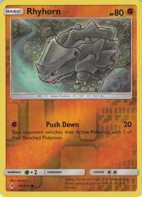 Rhyhorn Reverse Holo (92) Common SM - Unbroken Bonds 92/214 NM - Image 1 of 2