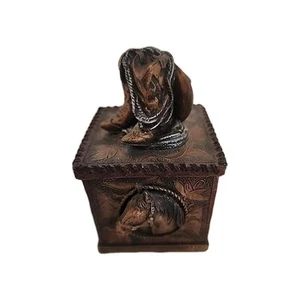 Western Cowboy Trinket Box Boots Hat Western Leather-Look  - Picture 1 of 15