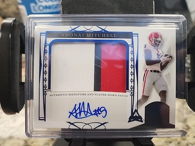 2022 Leaf Trinity - Patch Auto Adonai Mitchell #PA-AM1 Blue 17/49 - Image 1 of 2