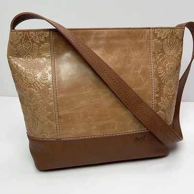 Bolso Hobo de Cuero THE SAK De Young Cremallera Cierre Tooled Floral Bolso de Hombro Tabaco Foto 1 de 4