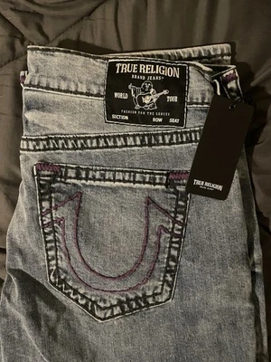 Джинсы True Religion World Tour размер W36 Bobby расслабленные мешковатые фиолетовые швы - Изображение 1 из 4