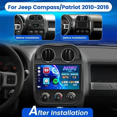Radio estéreo GPS para automóvil Apple Carplay Android 13 para Jeep Patriot Compass 2009-2016 Foto 1 de 4