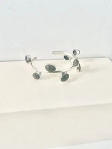 Labradorite & Silver Plated CLUSTER Bangle Bracelet Adjustable Gemstone - Picture 1 of 4