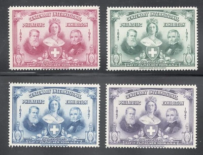 US poster stamp NH cinderella Centenary Philatelic Exhibition set label 1947 - Image 1 of 2