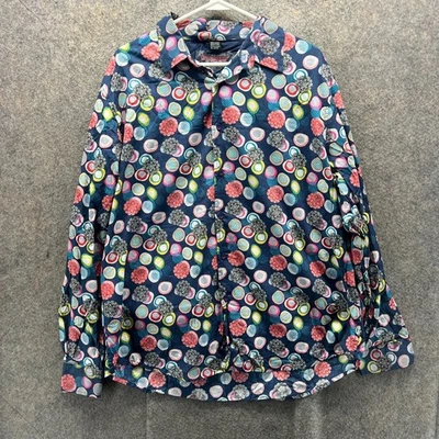 Desigual Shirt Mens XXL Blue Multicolor Floral Geometric Button Down Patterned - Image 1 of 4