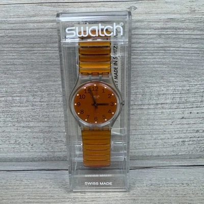 Новый в коробке винтажный 1990-х Swatch виртуальный оранжевый GK239 отличном состоянии работает! - Изображение 1 из 4