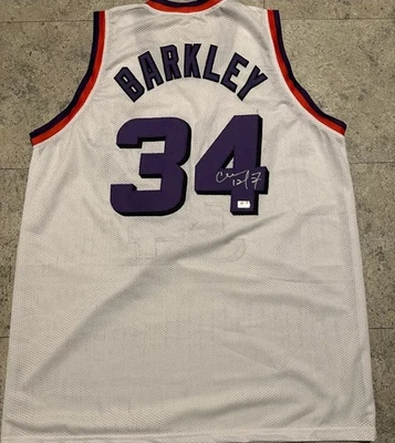 Camiseta deportiva de baloncesto blanca personalizada firmada autografiada por Charles Barkley Phoenix Suns Foto 1 de 3