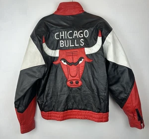 Giacca pelle vintage Chicago Bulls uomo L NBA basket bomber unica anni 90 leggi - Foto 1 di 15