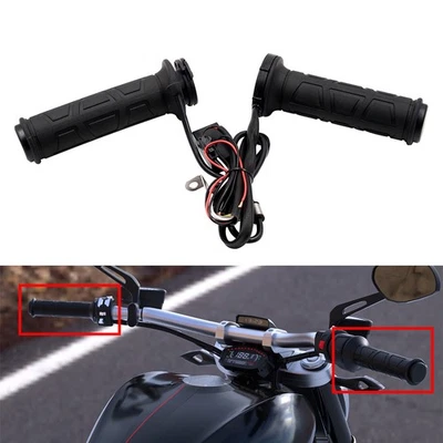 22MM 7/8'' Motorcycle Electric Hot Heated Warm Hand Grips Handlebar Adjustable Foto 1 de 4