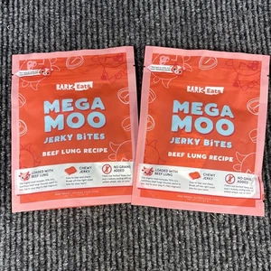 BARKBOX / BARK EATS DOG TREAT MEGA MOO JERKY BITES BEEF LUNG RECIPE - 2 Pack - Picture 1 of 5