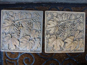 Grapes backsplash tile wall plaque sculpture home garden stone marble travertine - Picture 1 of 7