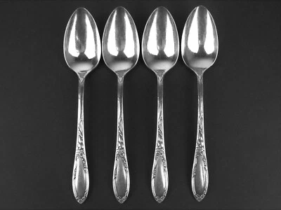 4 cucharas de café cinco en punto Oneida Heirloom Chateau 1934 vintage plateado Foto 1 de 3