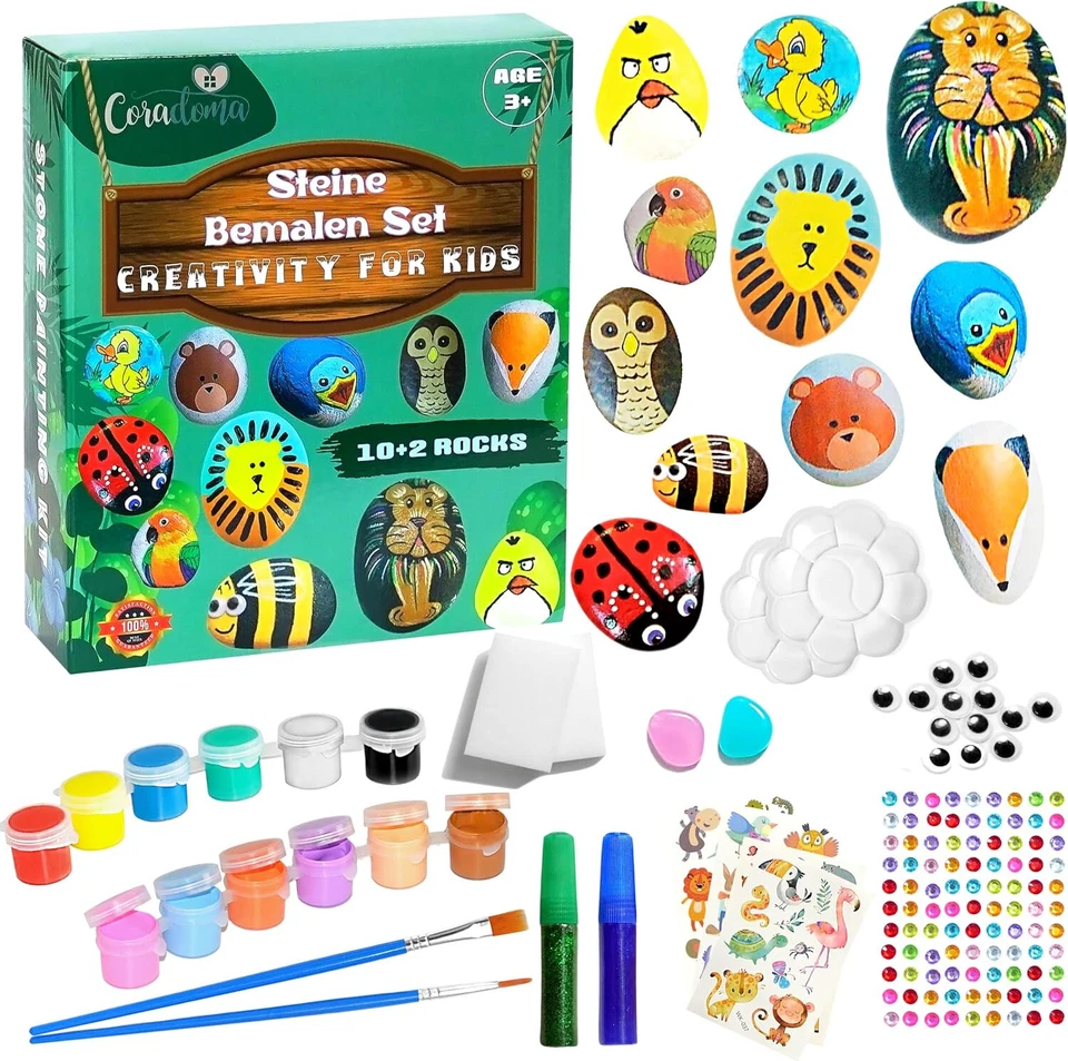 Steine Bemalen Malset DIY Set Bastelset für Kinder Kreativ Malen Rock Paint Kit - Bild 1 von 1