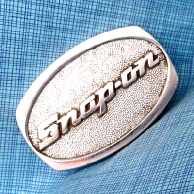 Snap On Tools Promo Belt Buckle Mechanic Chromed Brass Vtg 80s BTS USA   .TAZ784 - Image 1 of 4