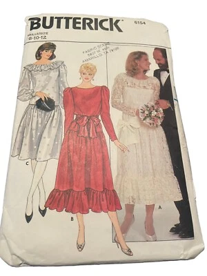 Vintage Butterick Pattern 6154 Dress Slip Sizes 8-10-12 1970s drop waist ruffle - Image 1 of 4