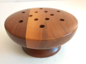 Vintage MCM Danish Teak Wood Pedestal Round 12 Hole Candle Holder - Picture 1 of 6